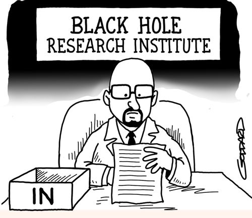 Black Hole Research Institute - Office only has IN tray - no OUT tray.