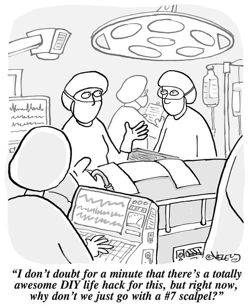 "I don't doubt that there's a totally awesome DIY life hack for this, but right now, why don't we just go with a #7 scalpel?"