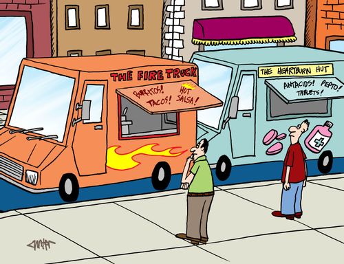 Food trucks for spicy food and heartburn relief.