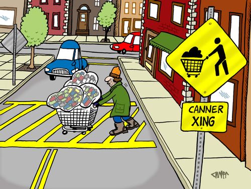 Crossing lane for city 'canners.'