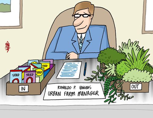 Desk of an urban farm manager