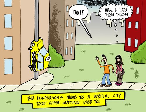 The Henderson's move to a vertical city took some getting used to.