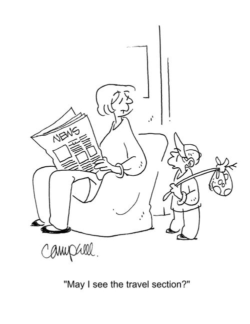 "May I see the travel section?"