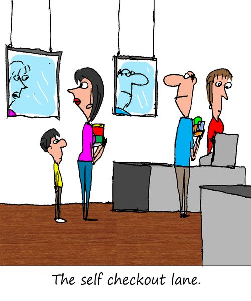 The self checkout lane.