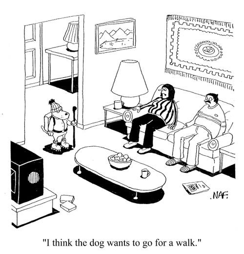 'I think the dog wants to go for a walk.'