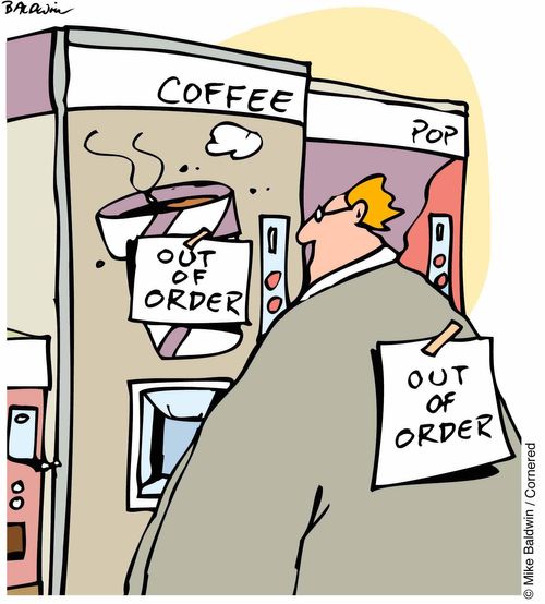Man out of order like his coffee machine