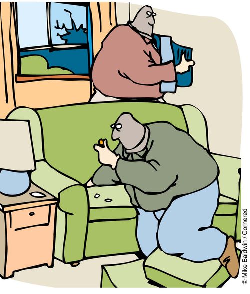 Thieves searching for money down the back of the sofa.