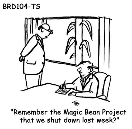 'Remember the Magic Bean Project that we shut down last week?'