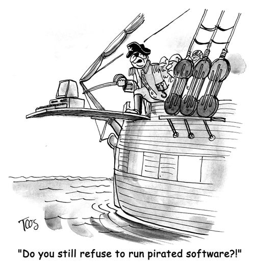 "Do you still refuse to run pirated software?!"
