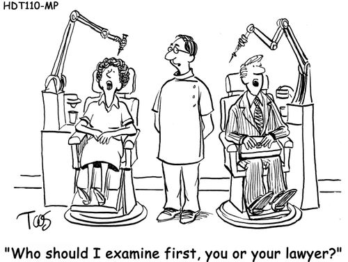 "Who should I examine first, you or your lawyer?"