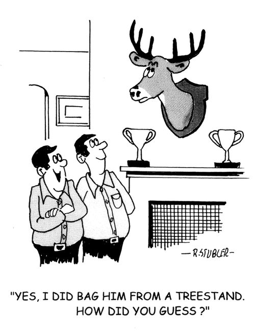 'Yes,I did bag him from a treestand.How did you guess?'