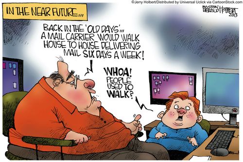 In the near future. . . 'Back in the 'old days'...a mail carrier would walk house to house delivering mail six days a week!'