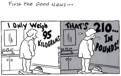 'I only weigh 95 Kilograms ... Thats 210 in pounds!'