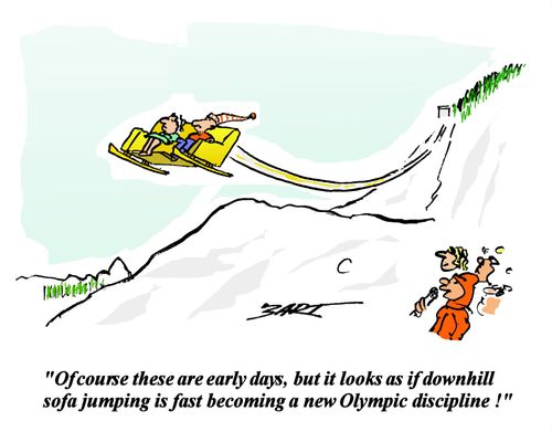 'It's early days, but it looks as if downhill sofa jumping is fast becoming an Olympic discipline!'