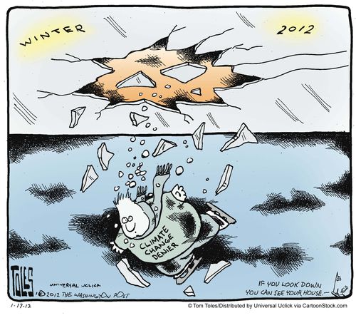 Climate change denier falls through the ice.