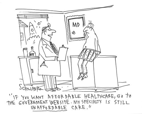 'If you want affordable healthcare, go to the government website. My speciality is still unaffordable care.'