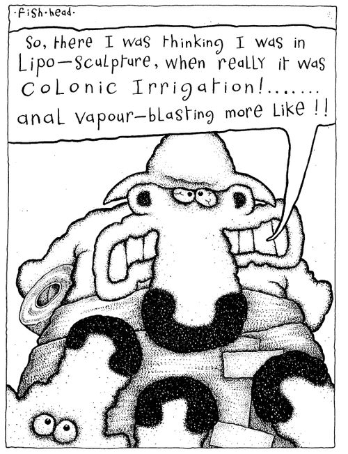 'So there I was thinking I was in lipo-sculpture, when really it was Colonic irrigation...anal vapour-blasting more like it'