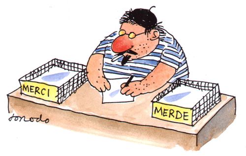 Merci In-Tray and Merde Out -Tray.