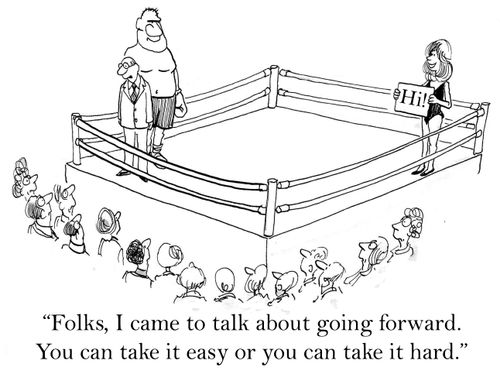 'Folks, I came to talk about going forward. You can take it easy or you can take it hard.'