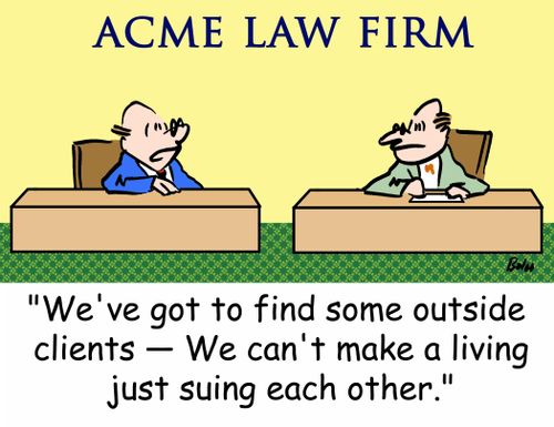 ACME LAW FIRM, 'We've got to find some outside clients -- We can't make a living just suing each other.'