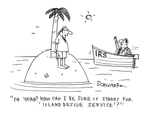 'Oh yeah? How can I be sure it stands for Island Rescue Service?'