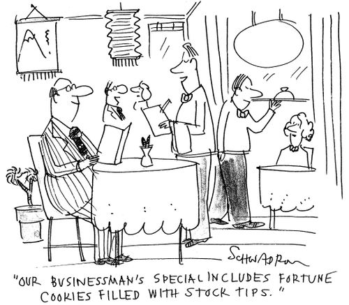 'Our businessman's special includes fortune cookies filled with stock tips'
