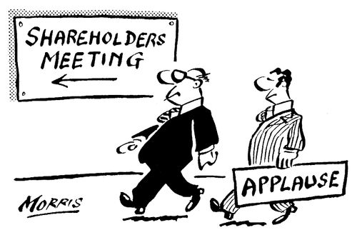 Carrying an applause sign to the Shareholder's Meeting