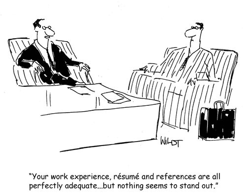 'Your work experience, résumé and references are all perfectly adequate...but nothing seems to stand out.'