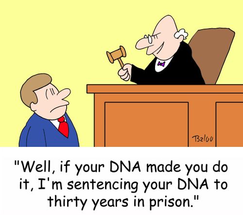 'Well, if you DNA made you do it, I'm sentencing your DNA to thirty years in prison.'