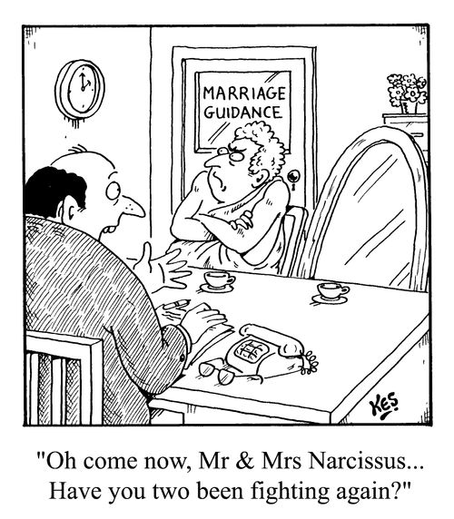 "Oh come now, Mr And Mrs narcissus, Have you two been fighting again?"