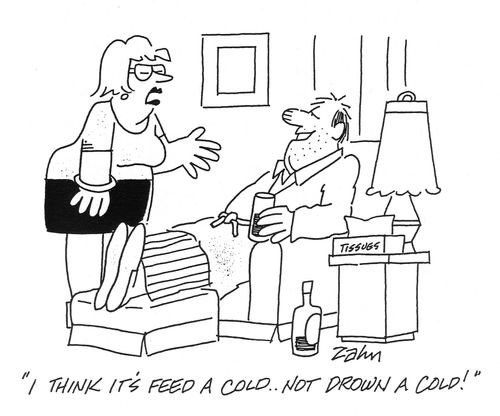 'I think it's 'feed a cold'...not 'drown a cold'!'