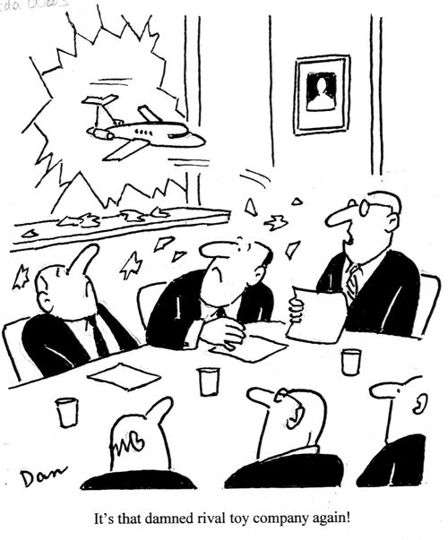 'It's that damned rival toy company again!'