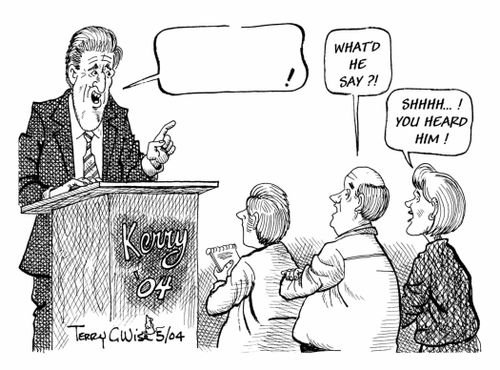 John Kerry making a speak: 'What'd he say?'