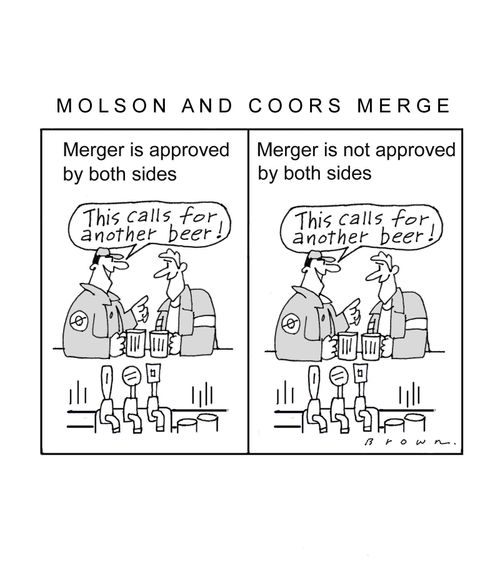 Beer companies merge.