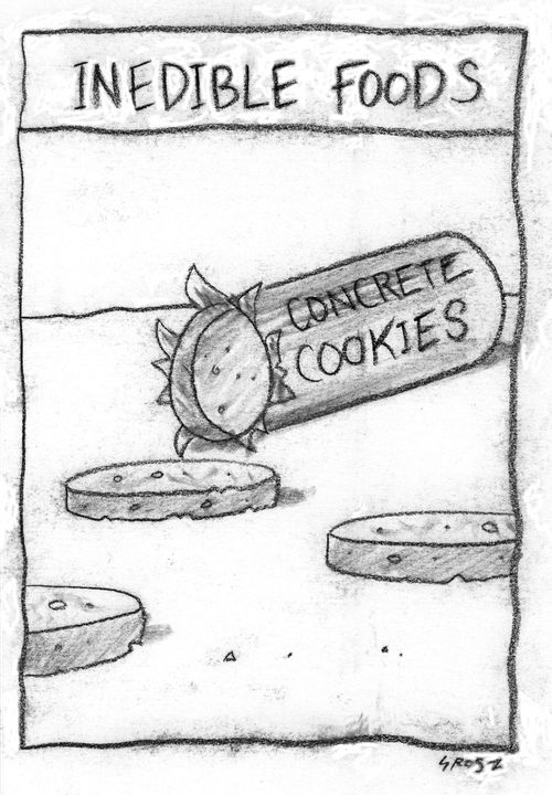 Inedible foods: Concrete cookies.