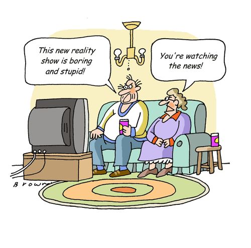 "This new reality show is boring and stupid!"  "You're watching the news!"