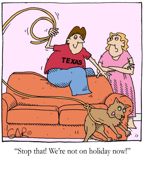 'Stop that! We're not on holiday now!'