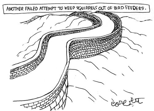 Another failed attempt to keep squirrels out of bird feeders: The Great Wall of China.