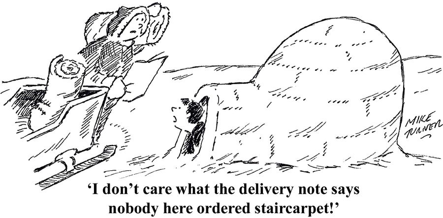 '...Nobody here ordered staircarpet!'
