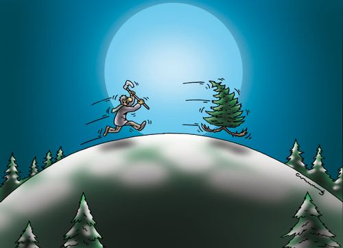 Tree runs away from a logger.
