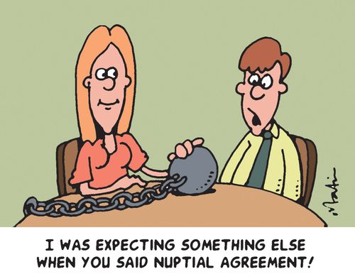 I was expecting something else when you said nuptial agreement!