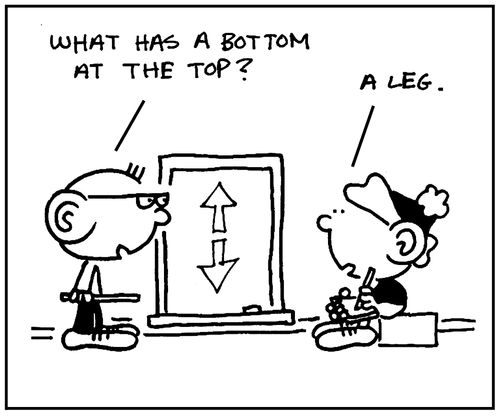 'What has a bottom at the top?'
