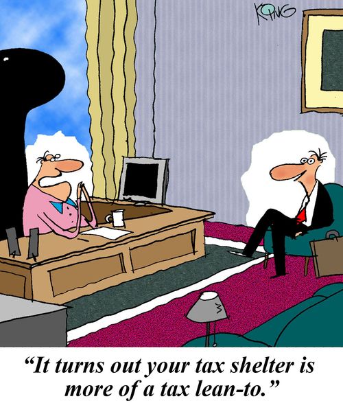 'It turns out your tax shelter is more of a tax lean-to.'