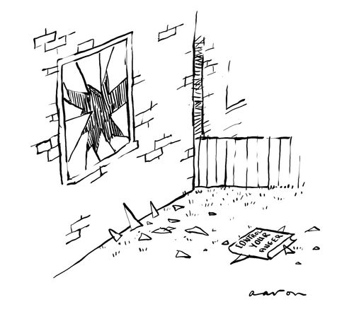 'Control Your Anger' book thrown though window.