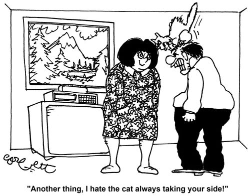 'Another thing I hate, the cat always taking your side!'