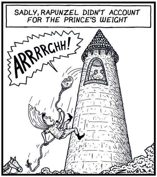 Sadly, Rapunzel didn't account for the Prince's weight.