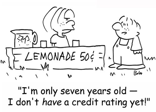 LEMONADE 50 CENTS, 'I'm only seven years old -- I don't HAVE a credit rating yet!'
