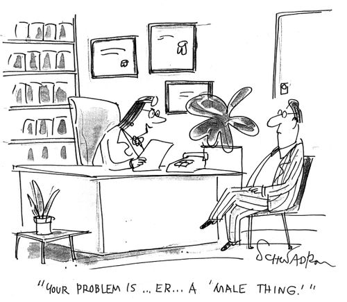 Your problem is...er...a 'male thing'.