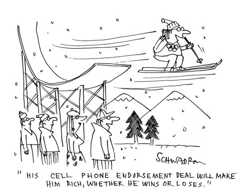 'His cell phone endorsement deal will make him rich, whether he wins or loses.'