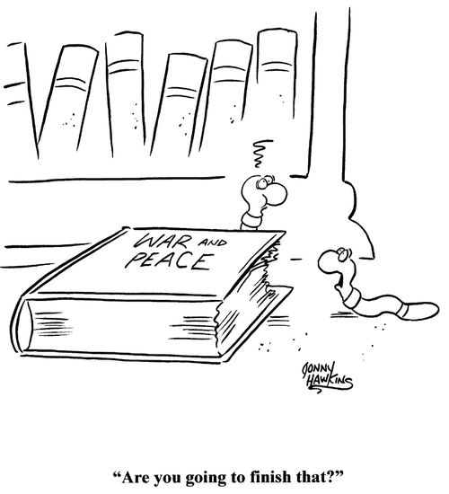 Bookworm to worm regarding book: 'Are you going to finish that?'